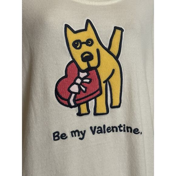 Life Is Good Ivory ‘Be My Valentine’ Dog Sweater~Sz Large~Embroidered~NWT - Picture 2 of 12